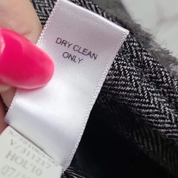 Banana Republic Wool Tweed Herringbone Ruffle Collar Blazer Gray Suit Jacket 0 - Picture 12 of 15